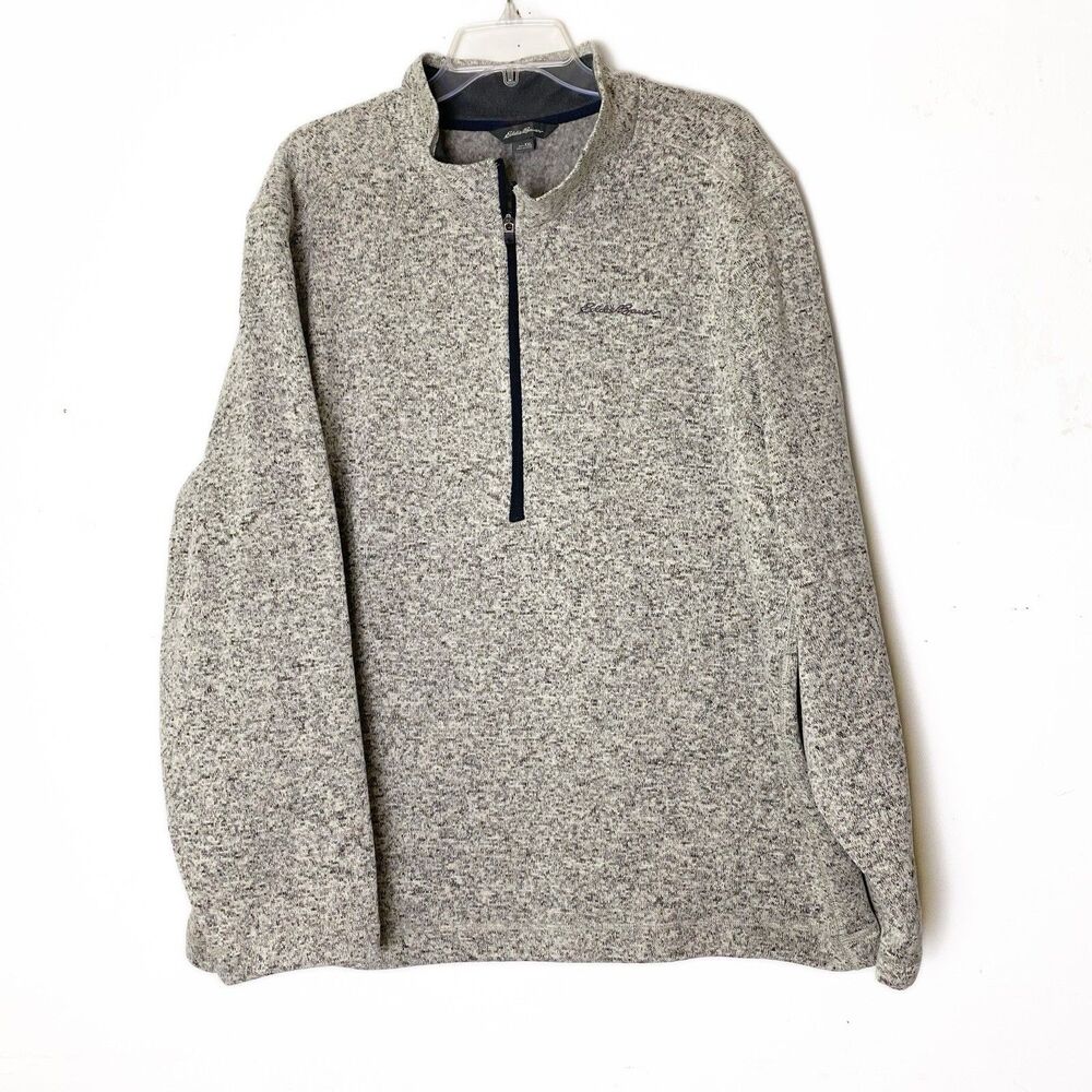 Eddie Bauer Pullover Mens Size XXL Heather Gray Fleece Half Zip